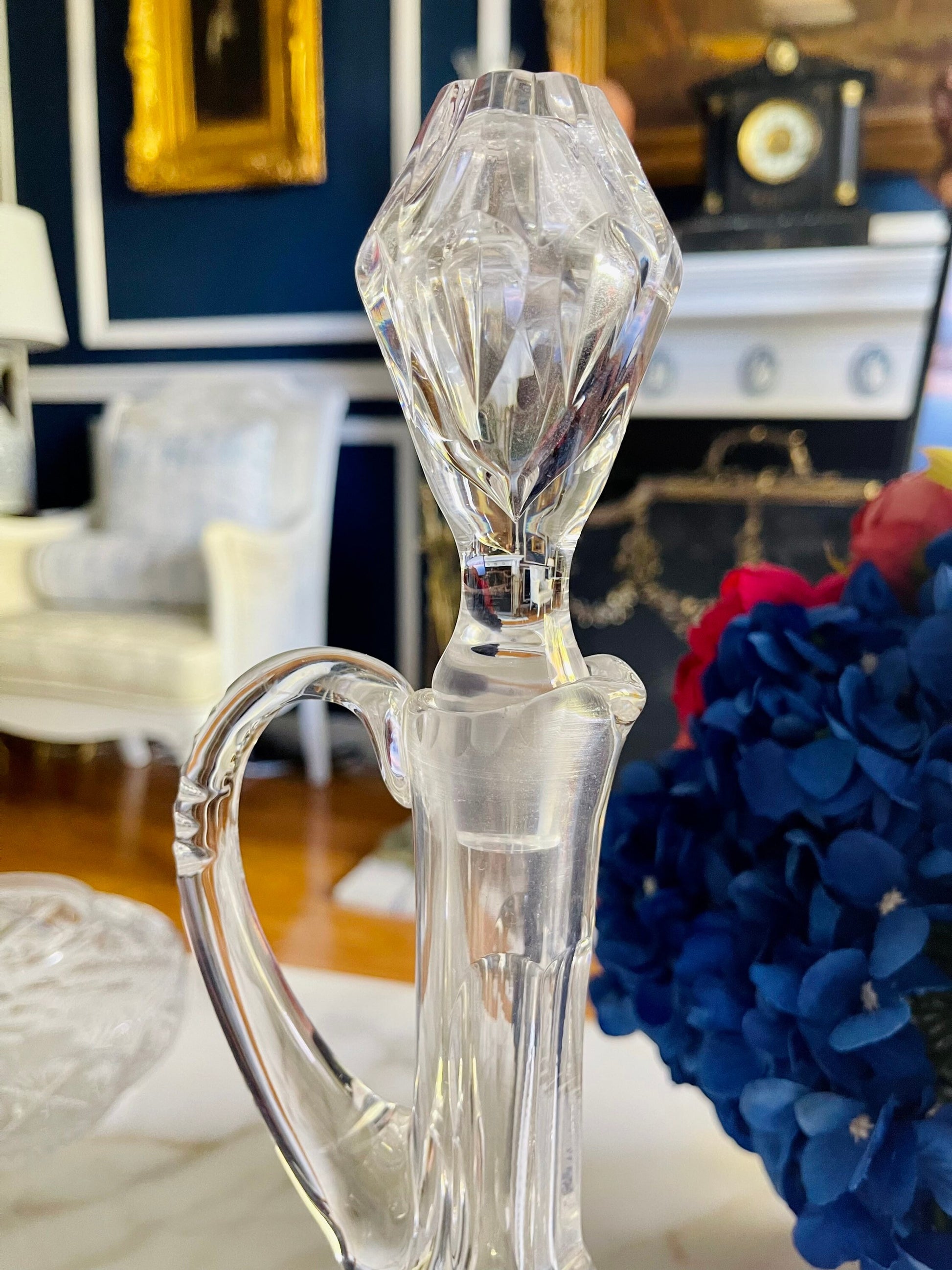 Vintage Crystal Cut Glass Star Design Decanter