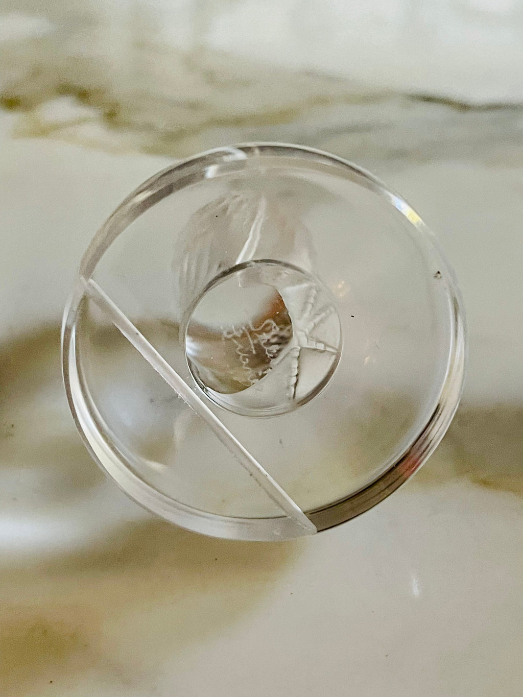 Vintage Lalique France Crystal Owl Place Card Holder Figurine Signed