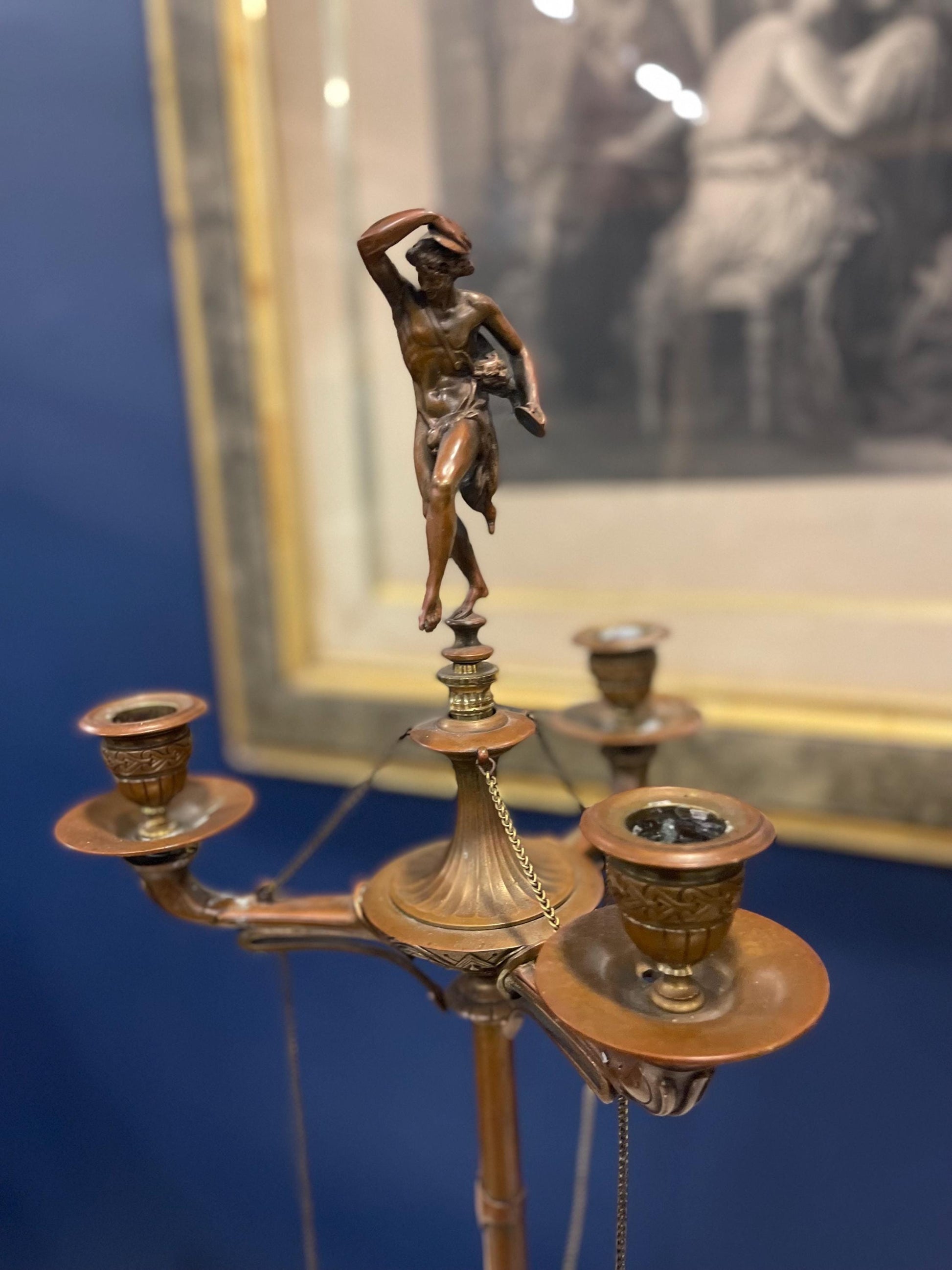 Antique Circa 1890 Rare Ferdinand Barbedienne Foundry French Bronze Pair Candelabras