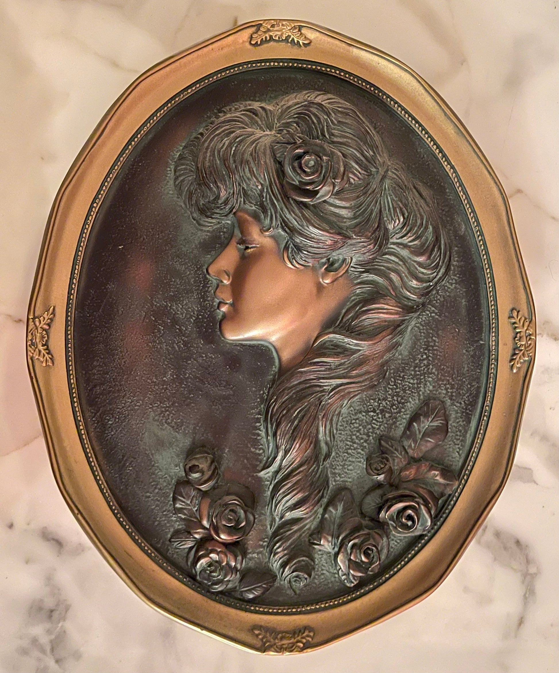 Vintage Austin Productions Female Portray Wall Plaque Art Nouveau Deco Style