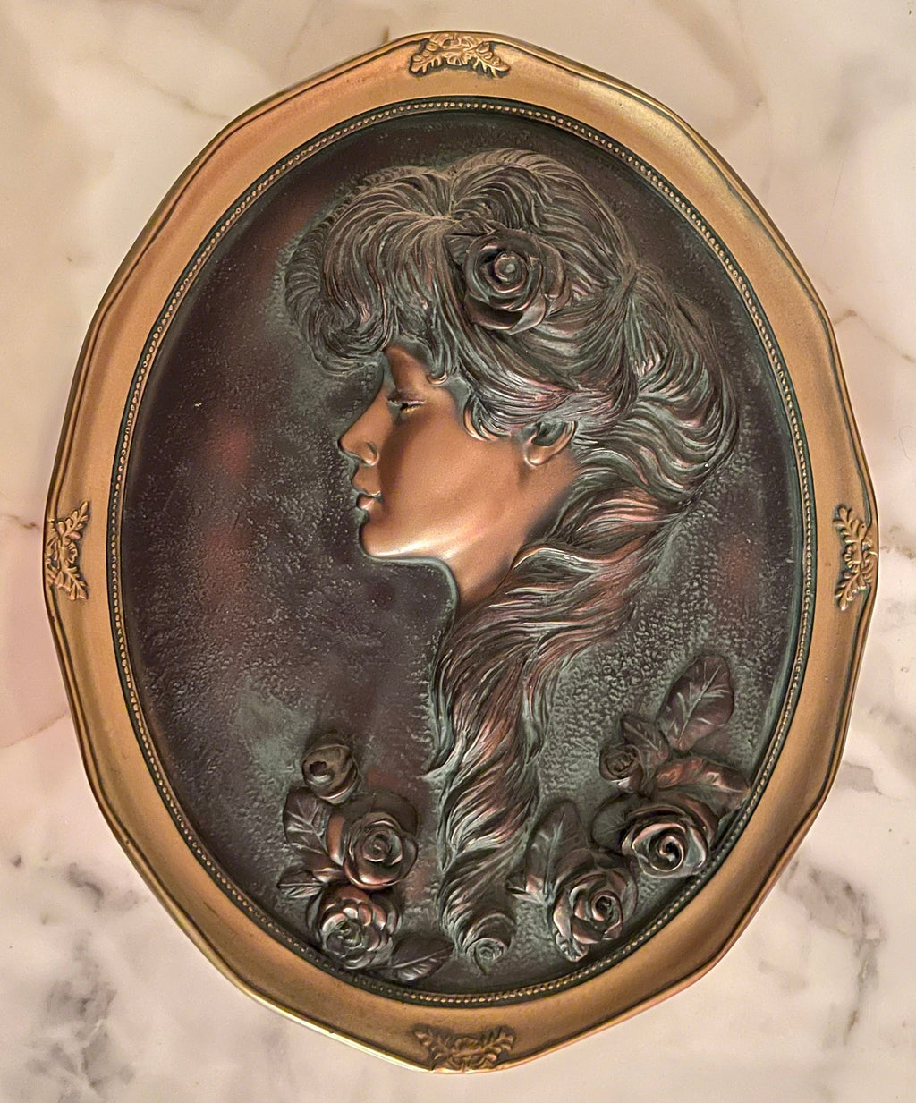 Vintage Austin Productions Female Portray Wall Plaque Art Nouveau Deco Style