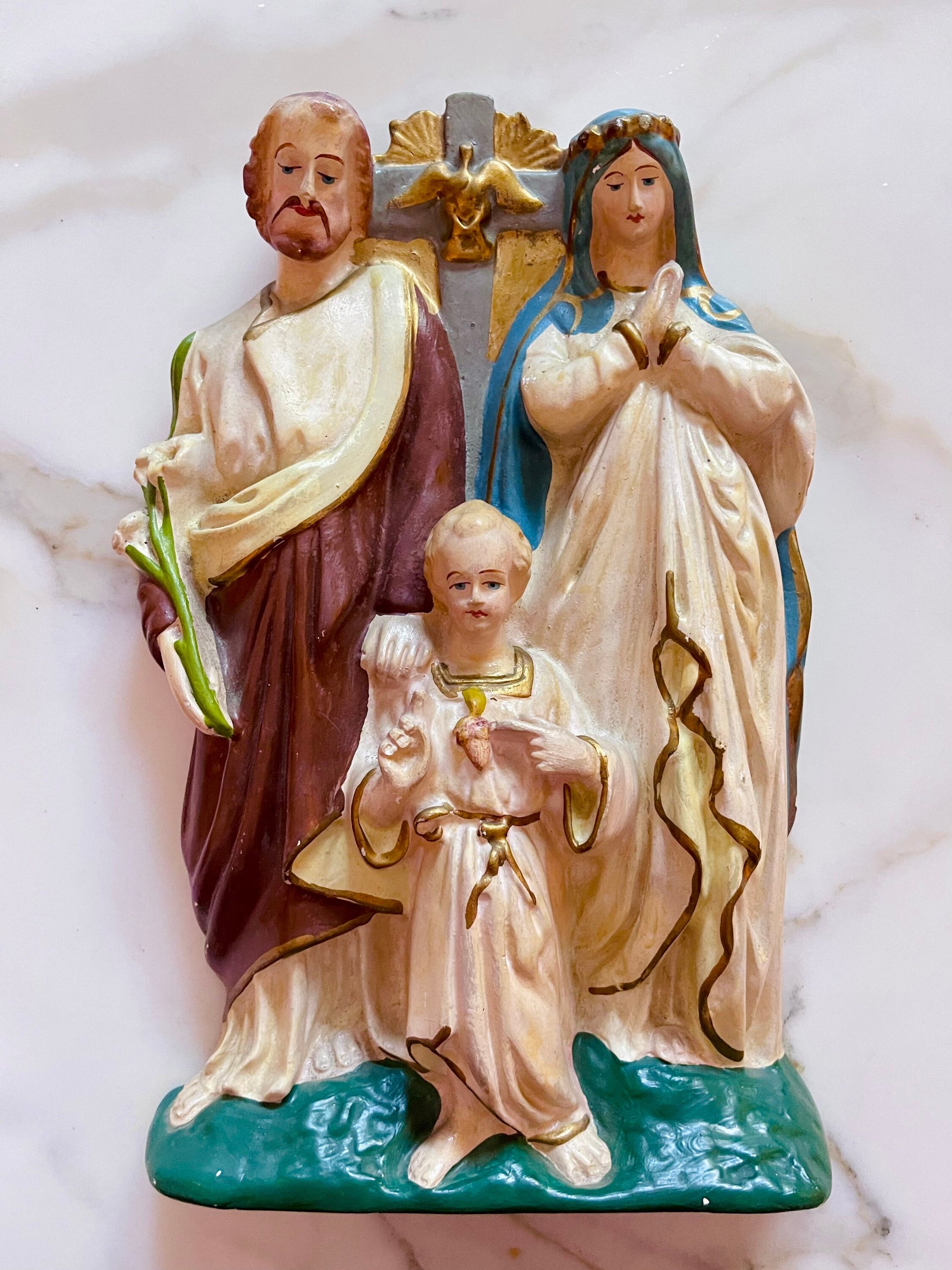 Vintage Holy Family Plaster Wall Plaque