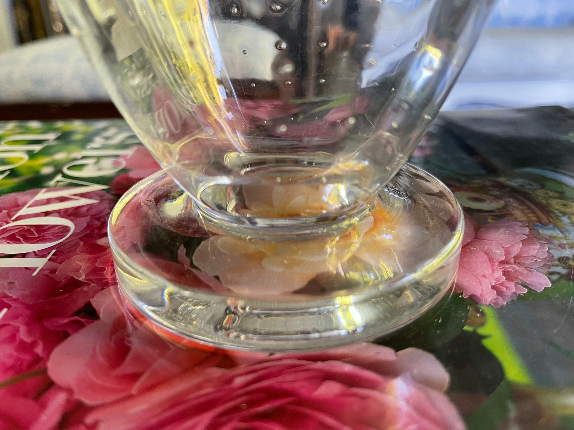 Vintage Johansfors Swedish Bubble Glass Engraved Fish Vase