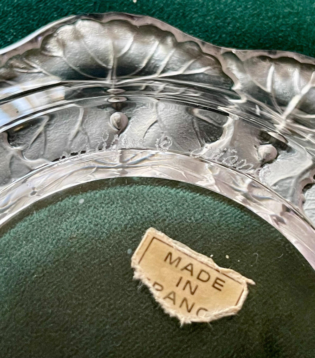 Vintage Lalique Crystal French Honfleur Art Glass Saucer Signed Made in France