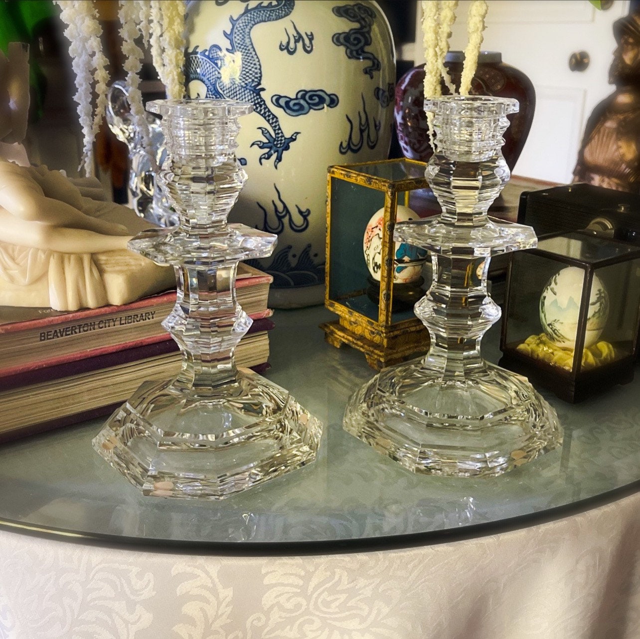 Elegant French Baccarat Regence Crystal Candleholders Candlesticks