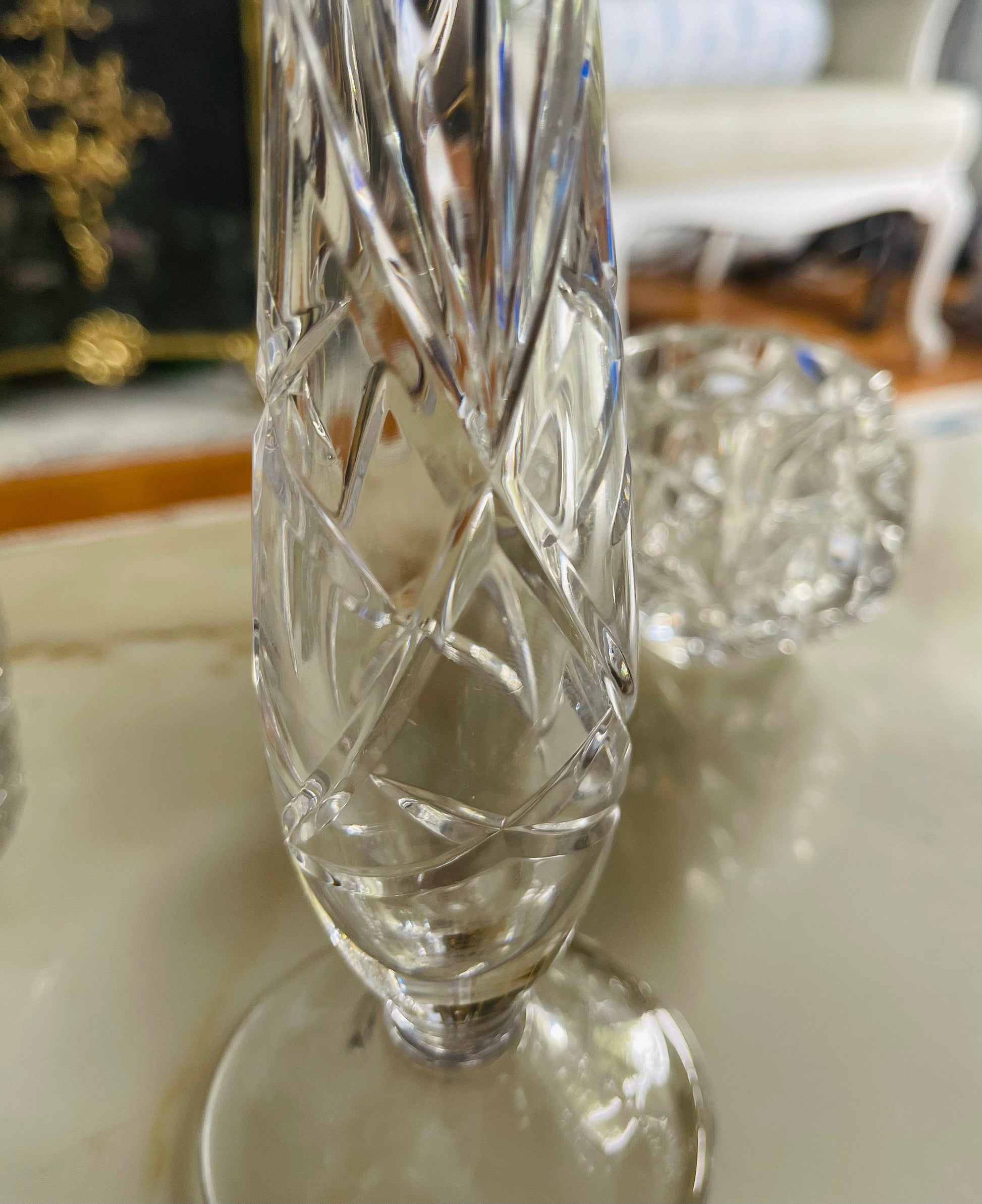 Vintage Tall Brilliant Cut Glass Vase