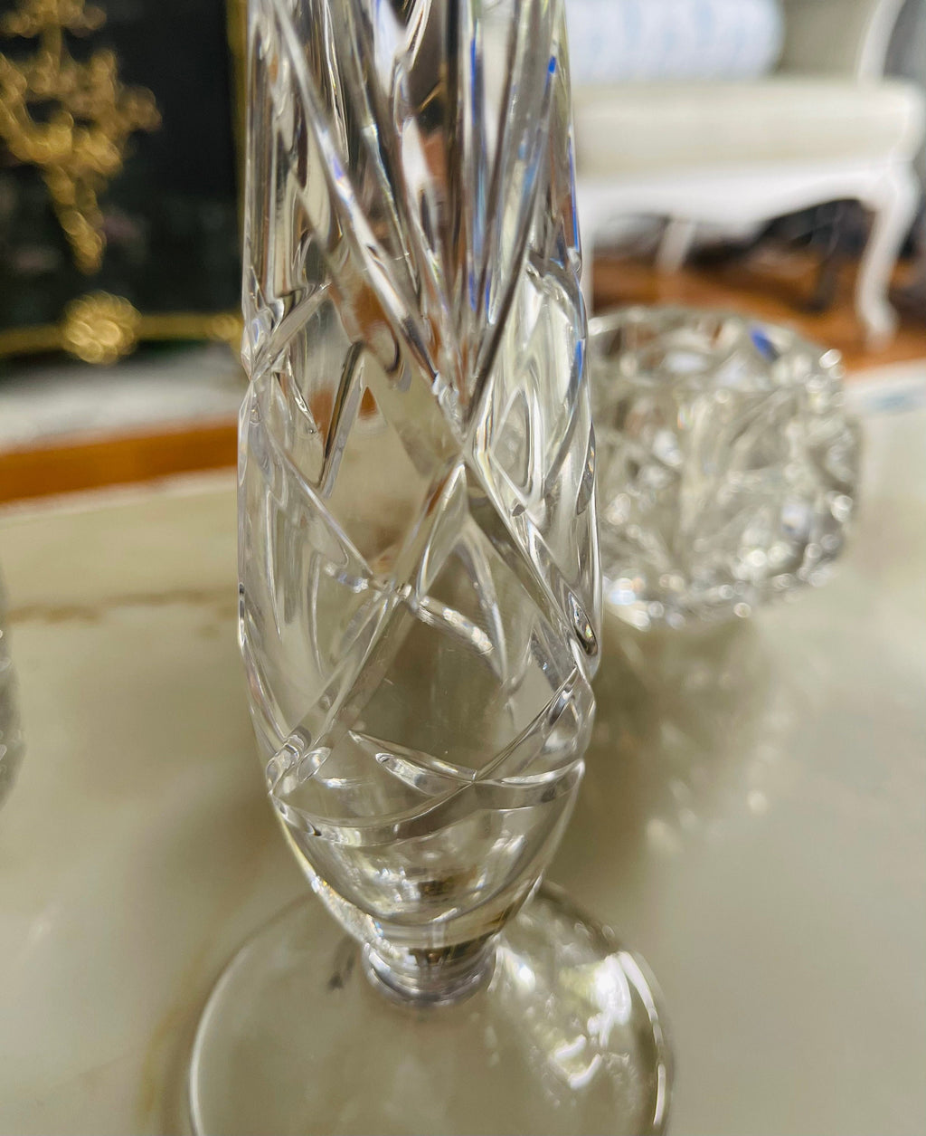 Vintage Tall Brilliant Cut Glass Vase