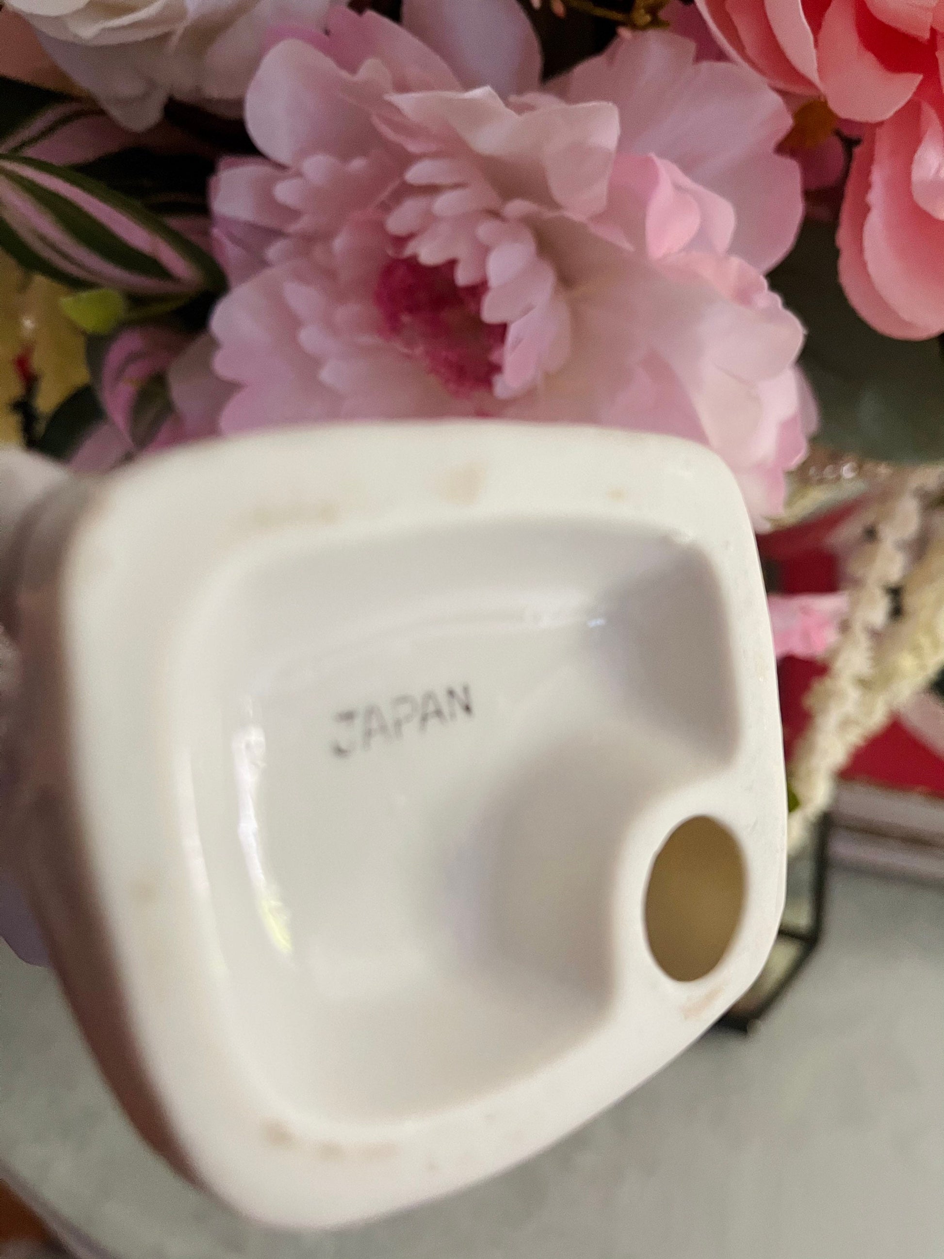 Vintage Porcelain Japanese Man Holding a Bird in White Figurine Made in Japan