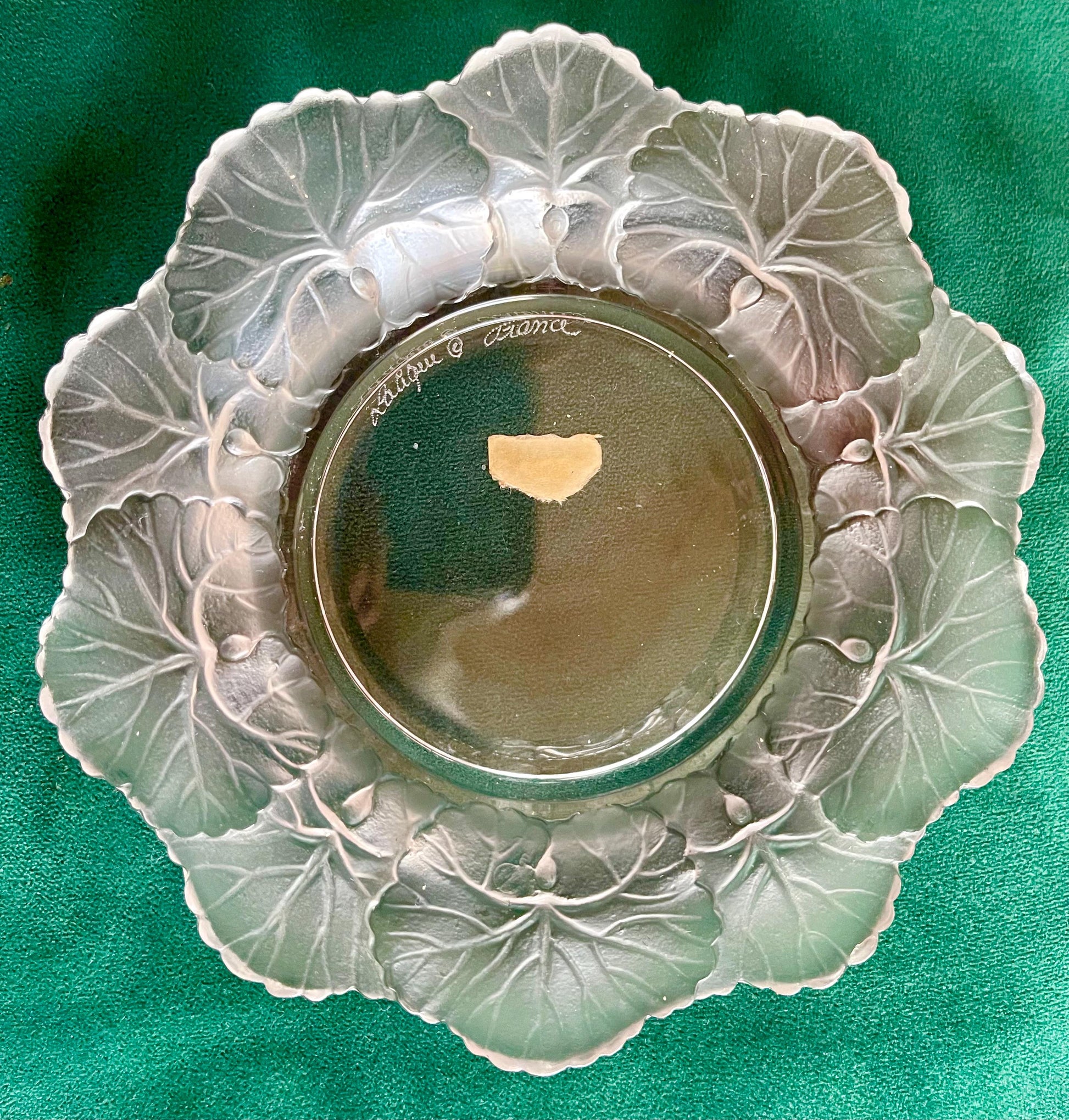 Vintage Lalique Crystal French Honfleur Art Glass Saucer Signed Made in France