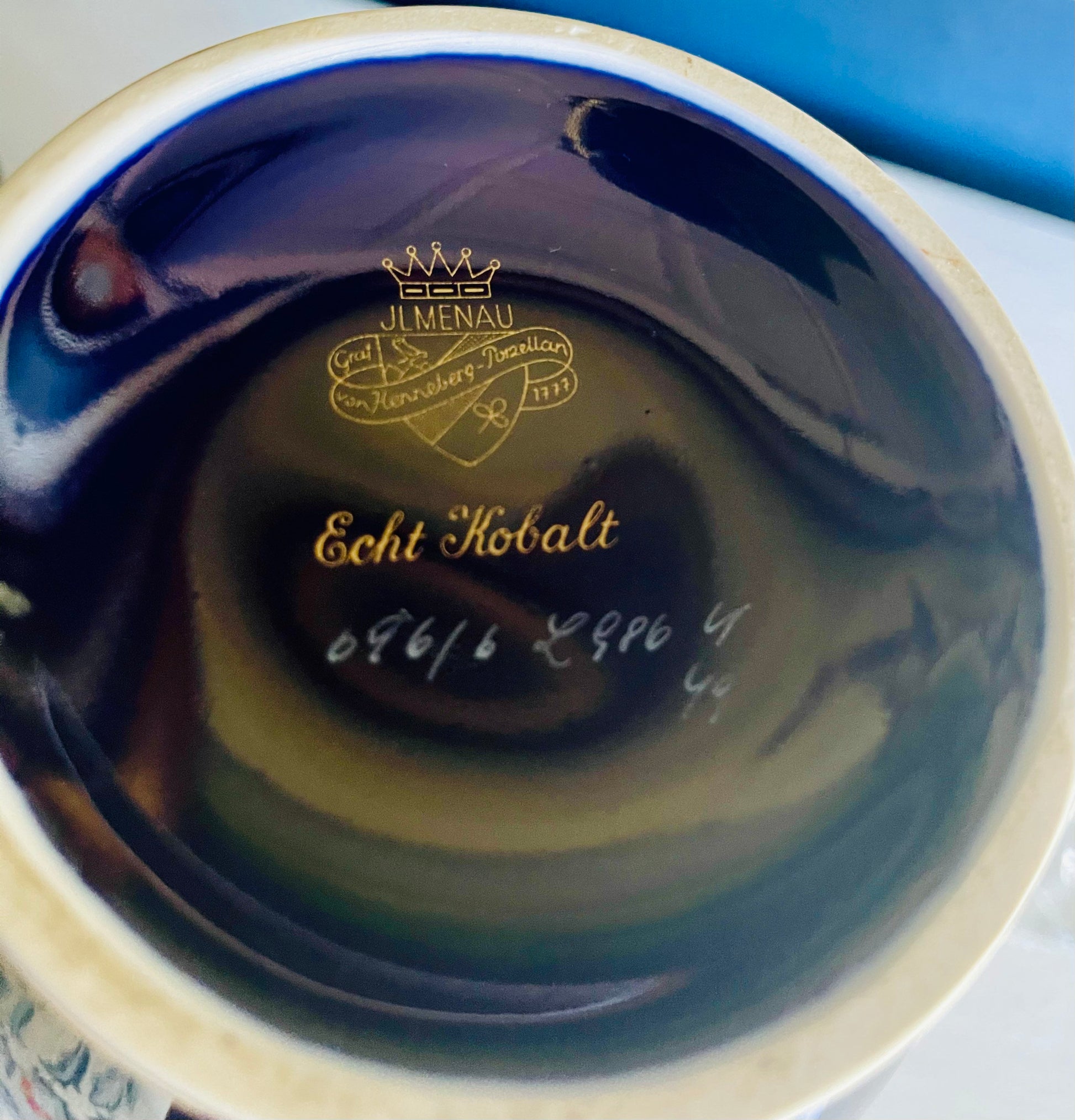 Vintage Large Jlmenau Echt Kobalt Blue Vase Ginger Jar Numbered & Stamped