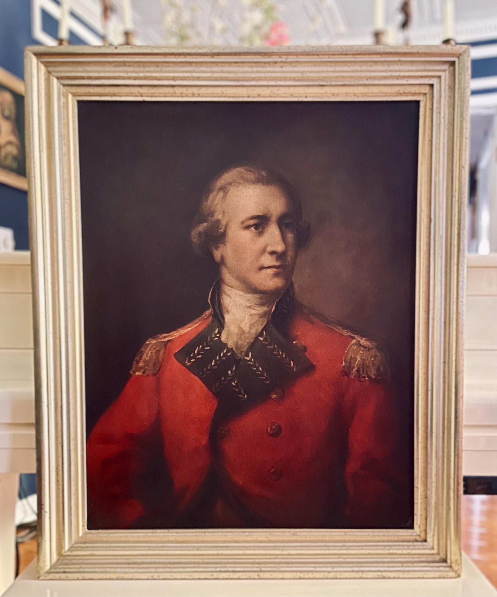 Vintage Portrait of an Officer, The British School, 18th Century Offset Print on Board 27x33 inches
