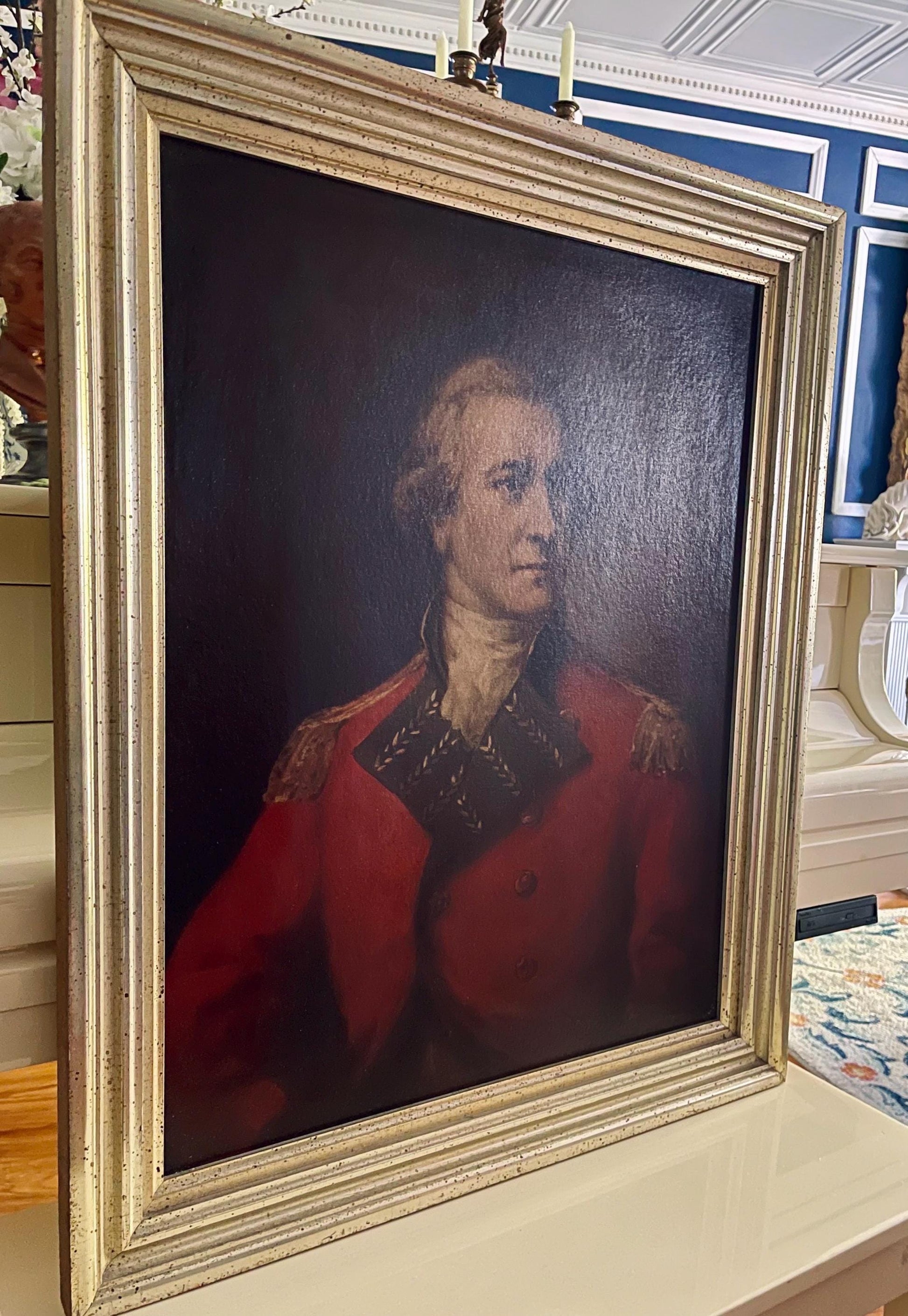 Vintage Portrait of an Officer, The British School, 18th Century Offset Print on Board 27x33 inches