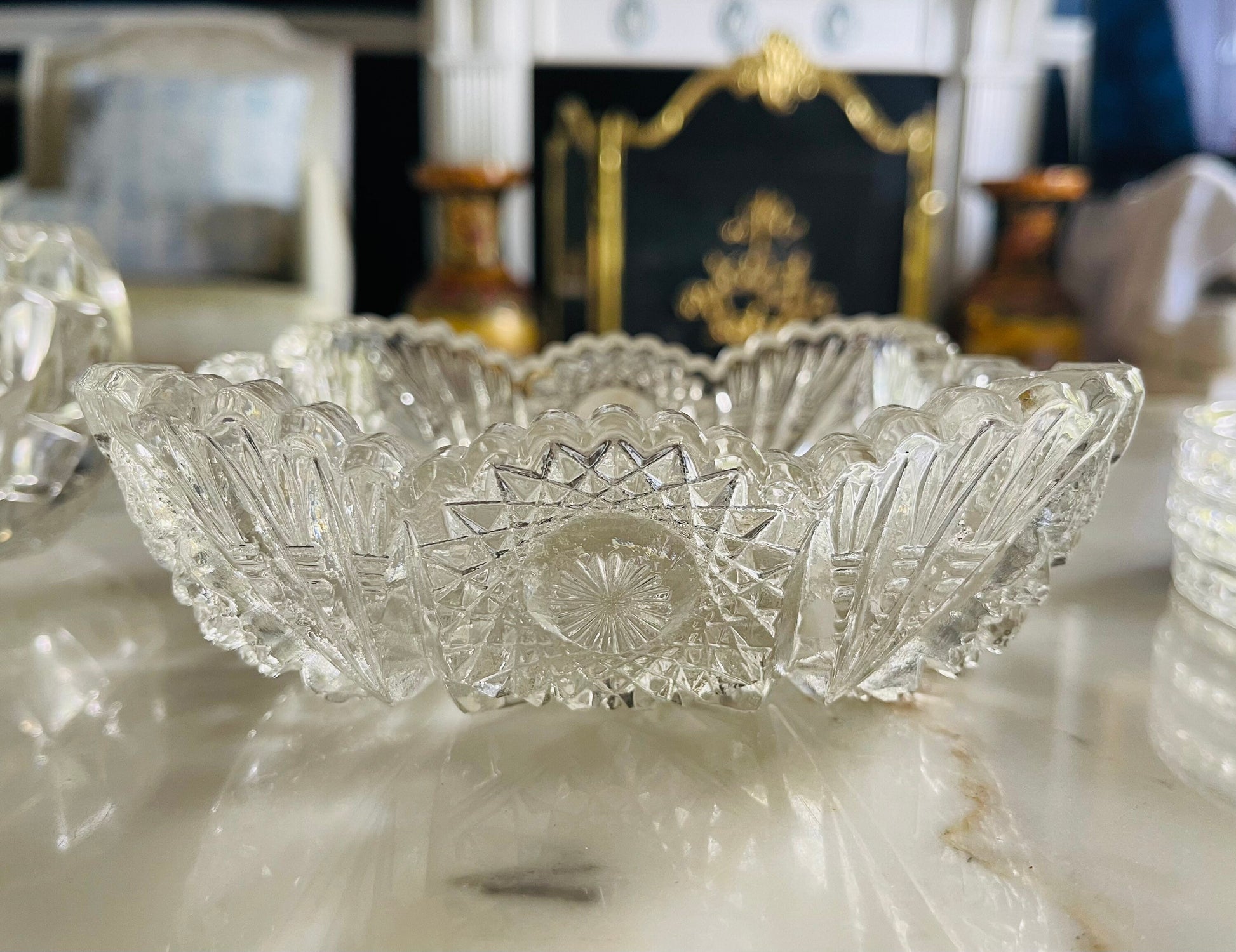 Vintage Imperial Brilliant Cut Glass Candy Dish