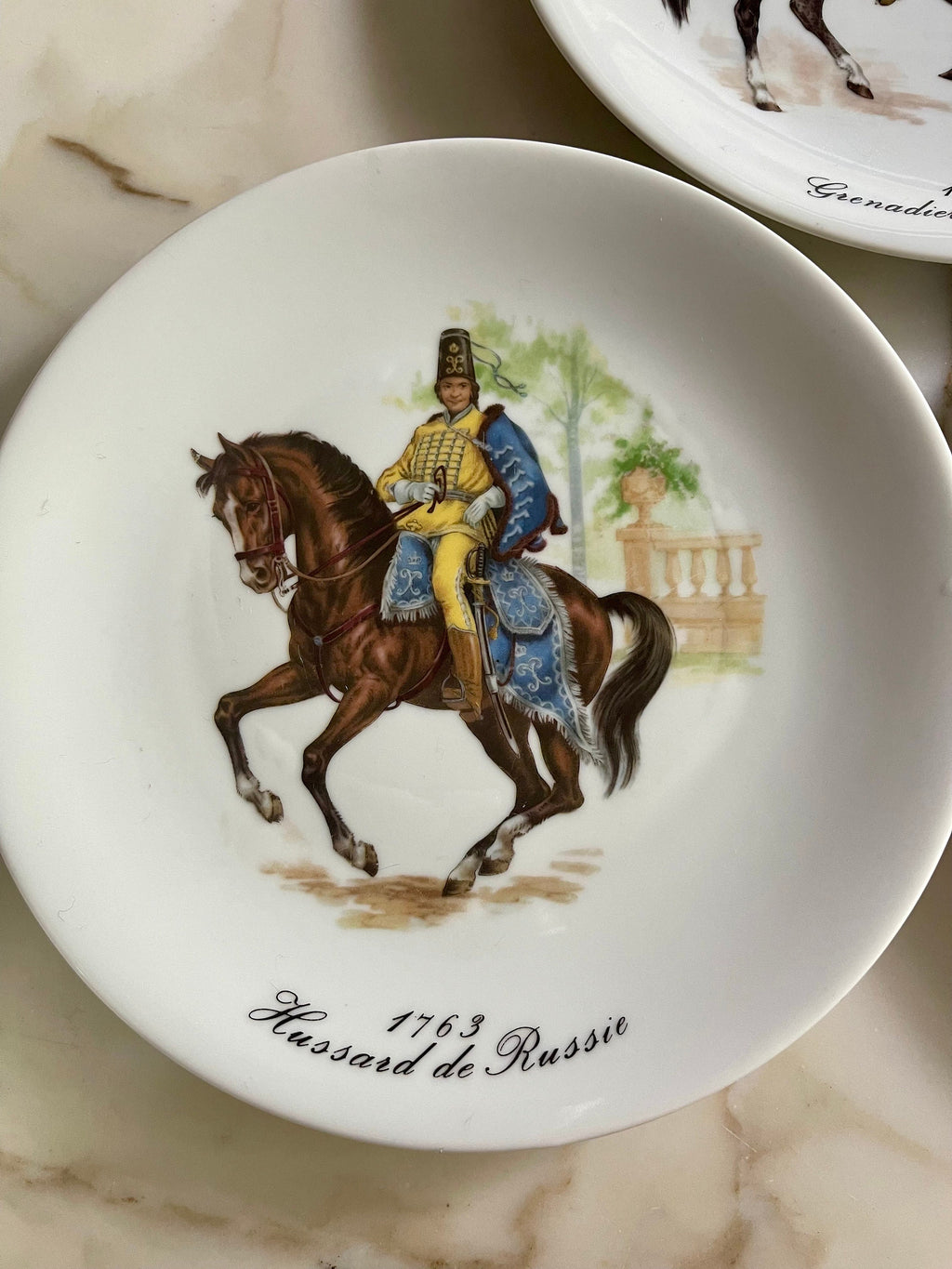 Porcelain Champs Elysees Paris 5 European Calvary Dessert Plates 7 3/4”