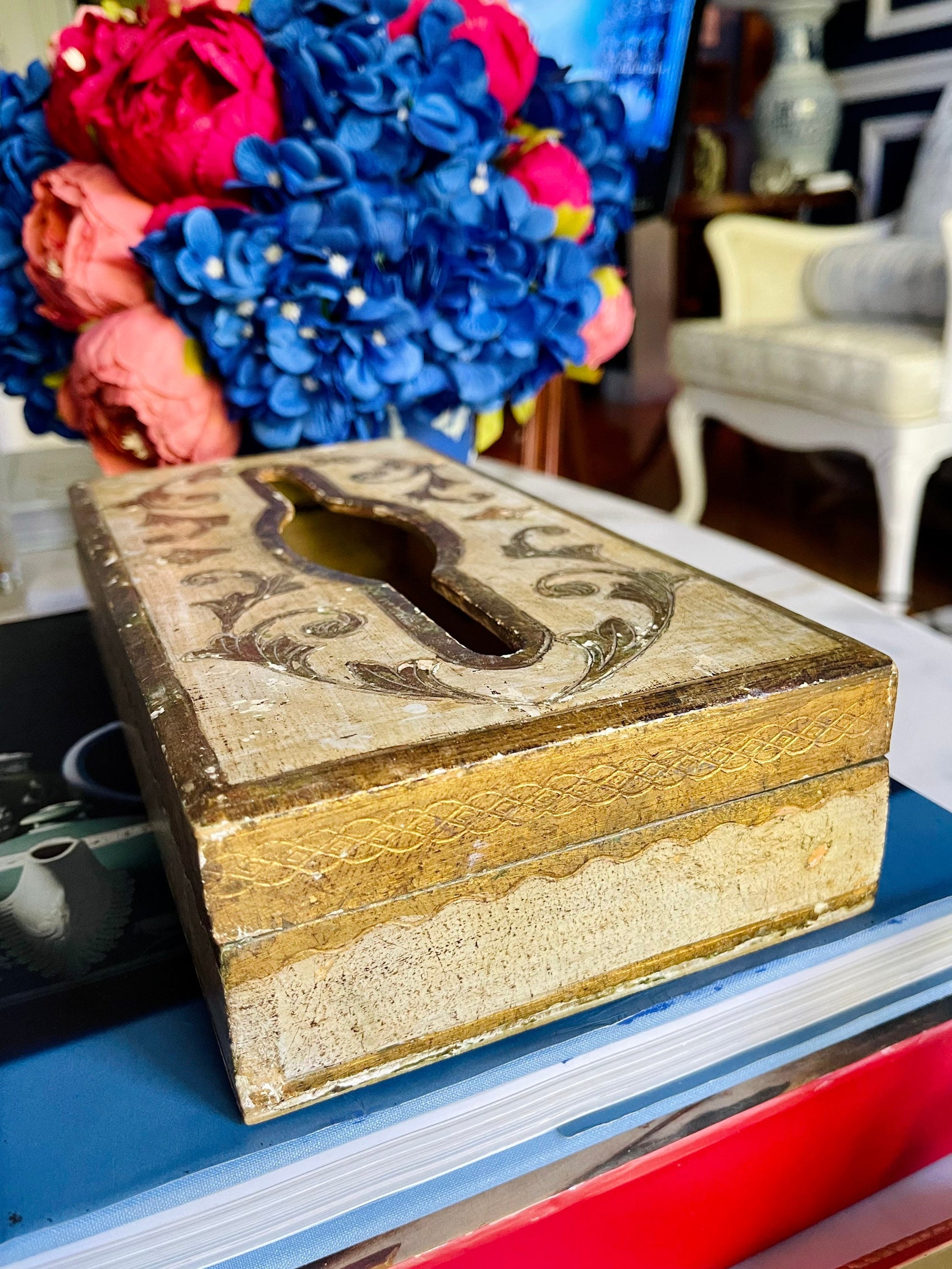 Vintage Gold Gilt Florentine Tissue Box