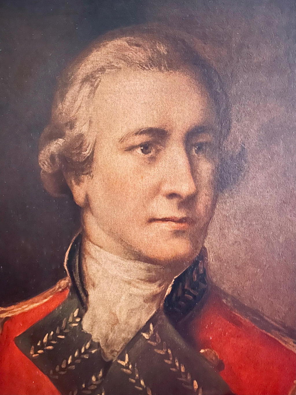 Vintage Portrait of an Officer, The British School, 18th Century Offset Print on Board 27x33 inches