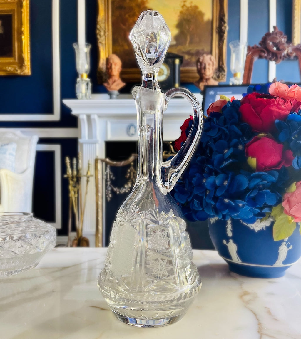 Vintage Crystal Cut Glass Star Design Decanter