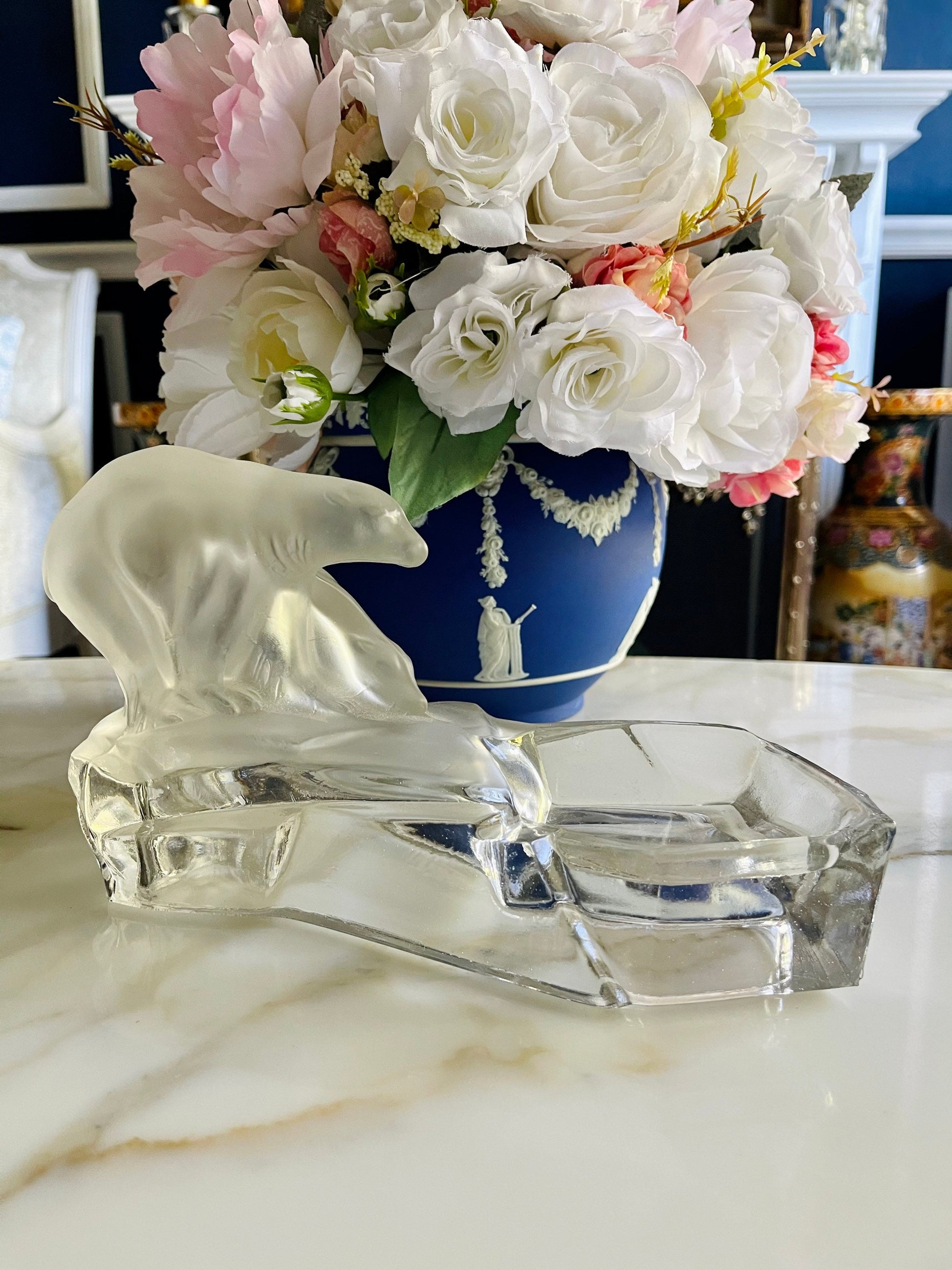 Art Deco Bohemian Czech Feigl and Morawetz Libochovice Polar Bears Ashtray by Karel Zentner