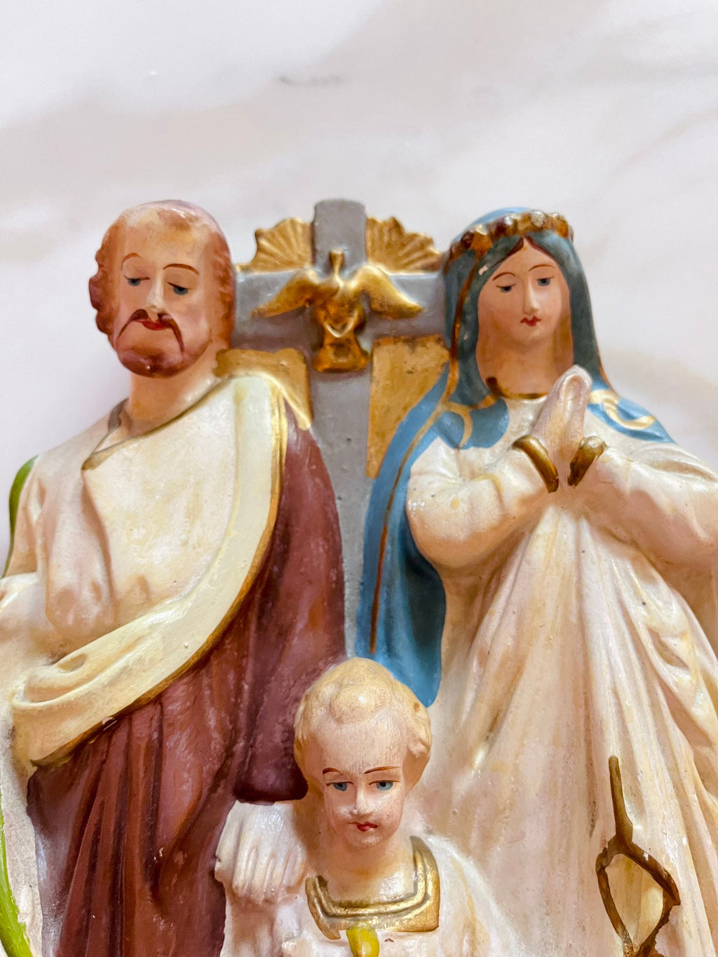 Vintage Holy Family Plaster Wall Plaque