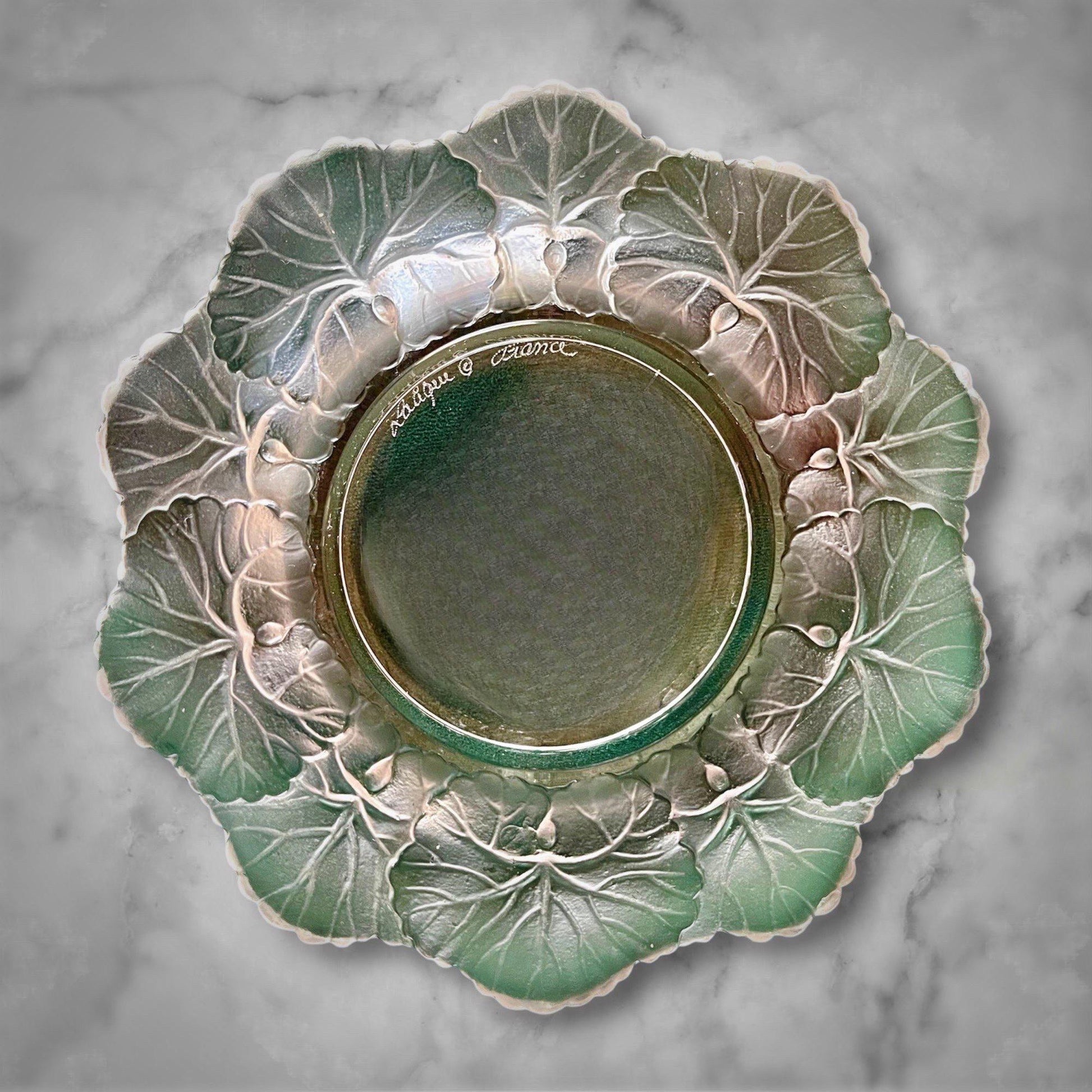 Vintage Lalique Crystal French Honfleur Art Glass Saucer Signed Made in France