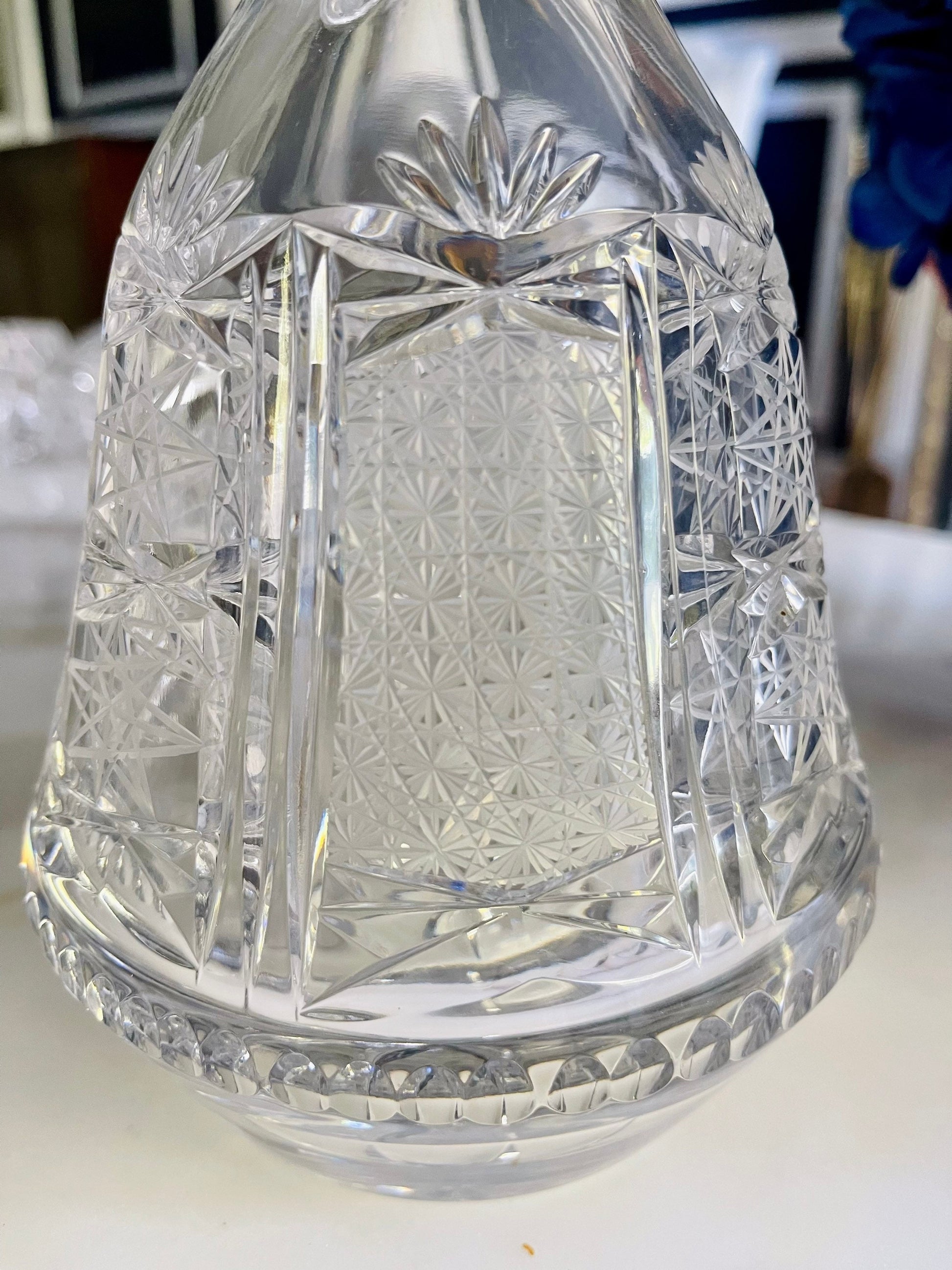 Vintage Crystal Cut Glass Star Design Decanter